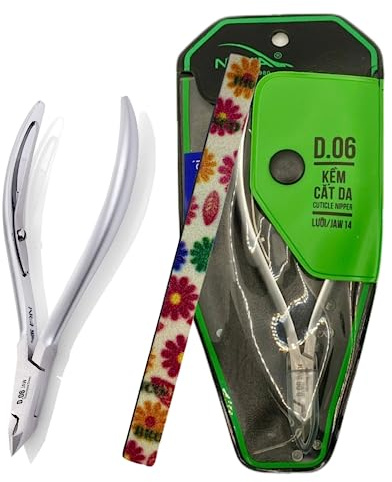Nghia Professional Stainless Steel Cuticle Nipper C-06 (D-06) Jaw 14 Osimihome Cuticle Cutter Trimmer Manicure Tools with 1 Spring– Perfect Nail Care Tool at Home/Spa/Saloon (+1 Nail File Osimihome)
