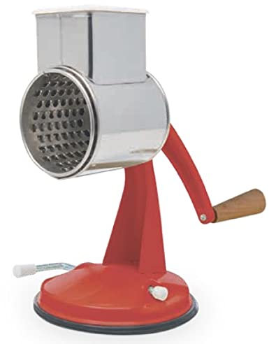 Jupiter Rallador de mesa, rallador de tambor, retro, rojo, 501614, herramienta de cocina, rallador manual, con manivela, rojo