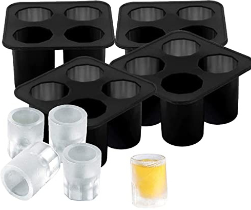 CANDeal Silicone Shot Glass Mold for Resin & Frozen Whiskey Glass Ice Cubes Tray 3.75? x 3.75?, Edible Cups Making Molds, Ice Cups Moulds, Fluted Cake Baking Molds (4-Pack)
