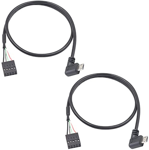 Duttek Micro USB auf USB Header Dupont Kabel, Micro USB Stecker auf 9 polige Buchse PCB Motherboard Dupont Verlängerungskabel (50cm, 2 Stück)