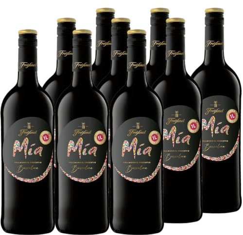 Freixenet Mia Tinto Spanischer Rotwein (9x1,0l) Set - 1,0 Liter Sonder-Edition - Wein, halbtrocken, geschmeidig und ausbalanciert, vollmundig fruchtig, zu spanischen Tapas und mediterranen Gerichten