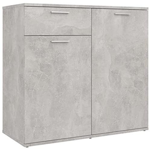 vidaXL Sideboard mit 2 Türen 1 Schublade Kommode Anrichte Mehrzweckschrank Beistellschrank Schrank Standschrank Betongrau 80x36x75cm Holzwerkstoff