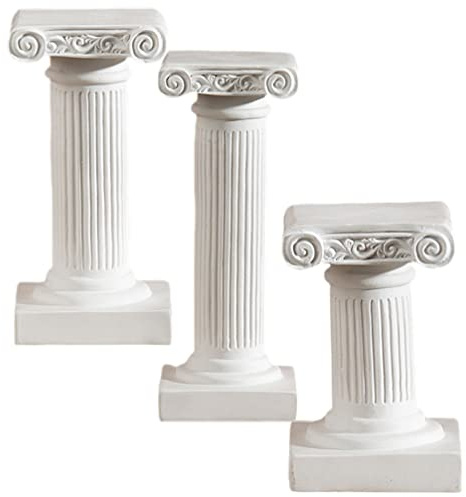 FOMIYES 3pcs Roman Pillar Candle Holder Mini Greek Columns Statue Candle Stand Roman Pillar Candlestick Resin Decorative Candelabra for Wedding Table Decoration White