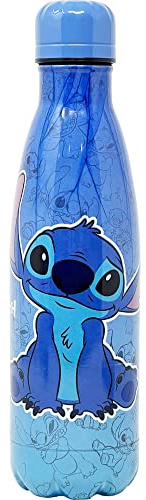 CARTOON Bouteille isotherme en acier inoxydable avec bouchon dévissable, bouteille isotherme en acier inoxydable pour enfants garçons, 500 ml (Stitch, bleu)
