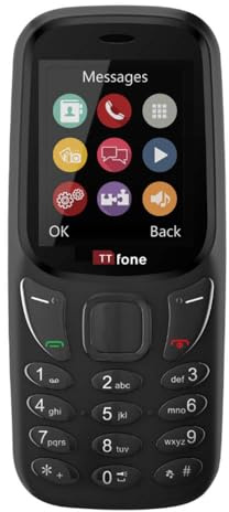 TTfone TT170 UK Sim Free Simple Feature Mobile Phone 1.8inch Screen Camera, Bluetooth Game, Alarm - Pay As You Go (EE, with £0 Credit, Black)