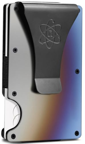 ROSSM Geldbörse mit RFID-Schutz - Kartenetui Herren aus Kohlefaser und Metall mit Geldklammer und Gummiband - RFID Geldbeutel Herren- Slim Wallet for Men