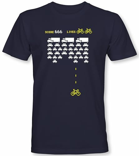 Fahrrad T-Shirt Herren : Bike Invaders - Shirts Herren - Mountainbike Rennrad MTB Fahrrad-Trikot - Geschenk für Fahrradfahrer (S)