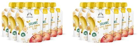 Amazon-Marke: Mama Bear vegetarisch Quetschie Bio Apfel, Banane und Haferflocken, 90g (6er-Pack) (Packung mit 2)
