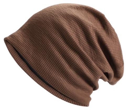 LVUNZJCA Strickmütze für Damen Pile of Hats Damenkopf-Wickel-Kaltmütze for vielseitige Strickmütze Damen Wintermütze(Braun)