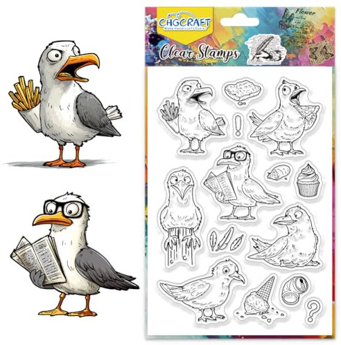 CHGCRAFT Möwen Clear Stamps Vogel Transparent Stamps Silikonstempel Klare Stempel für DIY Scrapbooking Fotoalbum Dekoration, 4,3×6,3 Zoll