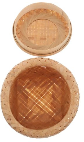 Abaodam Woven Tea Bag Canister Bamboo Storage Box Lid Tea Packet Holder Snack Organizer for Home Office