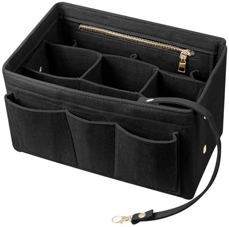 Handtaschen Organizer, Multi-Pocket Handtasche Innentasche, Filz Taschenorganizer mit Entnehmbare Fächer, Filz Taschenorganizer Bag in Bag für Aufbewahrung und Organisation(30*16*17cm,Schwarz)