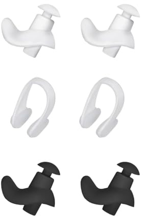 Swimming Ear Plug and Nose Clips for Divers and Swimmers,4 Sets Reusable Swimming Nose Clips Plugs for Protector for Adults Kids(with Boxes)