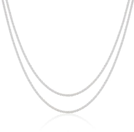 VIROMY Collana Donna Argento Collana D'argento a Doppio Strato in Corda Ritorta e Scintillante Regolabile di 36/42 cm San Valentino Natale Memorial Regalo per signore