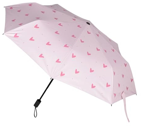Holibanna Ombrello Antivento Con Design Cuori Ombrello Resistente Uv Per Sole e Pratico e Leggero Rosa
