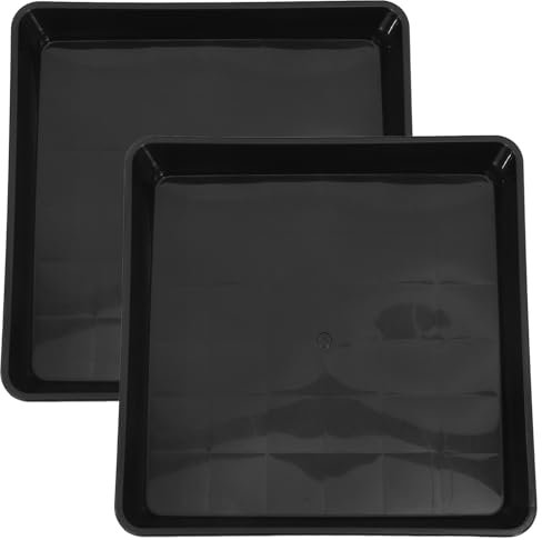 Balacoo Square Plant Saucer: 2Pcs Plastic Plant Pot Tray, Black Thicker Flower Pot Water Trays for Garden