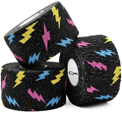 WARM BODY COLD MIND 1,5” Premium lyfttumme för tyngdlyftning - krokgrepp för styrkelyft, styrke- och crossträning, marklyft, tyngdlyftning, atletisk fingerlindning (Svart Thunder, 3 Rullar)
