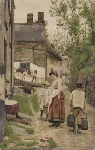iiRTTFiRT Famous Print Painting Minimalist Artwork Returning Home with the Milk Churns Church Lane by Ralph Todd Nature Pictures for Home Decor 60x90cm