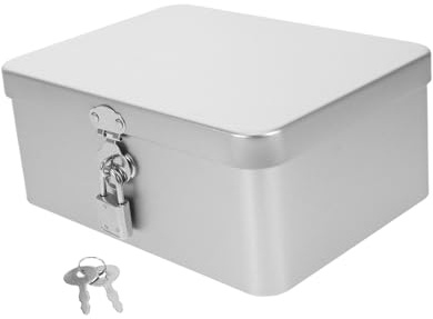 PACKOVE Boîte de Rangement Vintage Tôle avec Serrure et Clés Coffret Métallique Fermant pour Bijoux Organiseur Rétro pour Bureau et Maison Boîte de Conservation Décorative