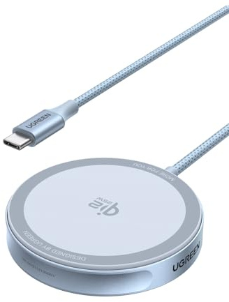 UGREEN MagFlow Qi2 25W Chargeur Induction iPhone Pad Certifié Compatible avec MagSafe iPhone 17 16 15 14 13 12 Air Plus Pro Max AirPods 4 3 Pro 3 2 1 avec Rallonge 1.5M Chargeur sans Fil Magnétique