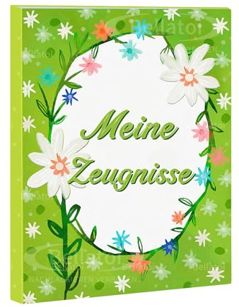Bellatoi Zeugnismappe A4 Plastik - 20 Taschen Dokumentenmappe | Für Schulmappe Mädchen und Jungen (Kranzmotiv)