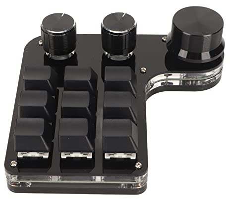 CHICIRIS Mini 9 Teclado Keypad con Blue Switch DIY Teclado Programable para la Línea de Producción de Medios de Oficina, Negro Acrílico