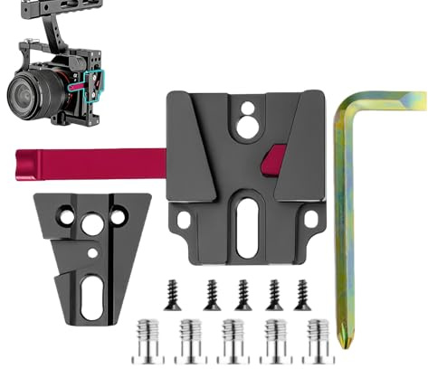 HohuzSruk Piastra di montaggio a V per fotocamera, adattatore a sgancio rapido per fotocamere, piastra base con montaggio a V, per streaming live, vlogging, scatti di eventi, attività all'aperto