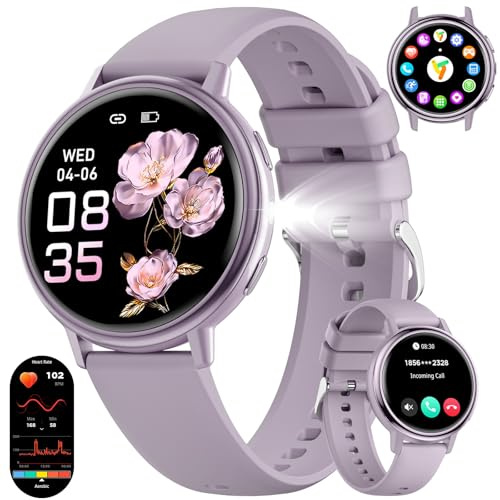SUNKTA Smart Watch for Women Bluetooth Phone Calls Purple Elegant Female Smartwatch for Android iOS 1.26 HD Fitness Tracker,Health Monitor,Menstrual Cycle,100+ Sport Mode,LED Flashlight,Calories