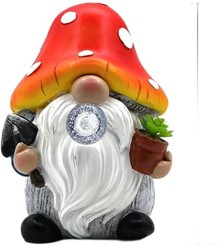 Statue solaire de jardin fabriquée à partir de résine synthétique avec nain et champignon