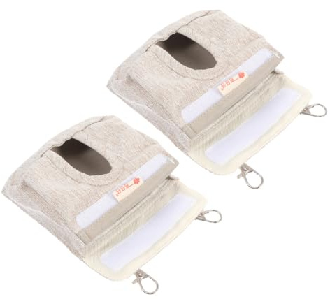 TOVINANNA Bolsa de Alimentación para Cobayas y Conejos, 2 Piezas Tamaño S, Color Marrón, Contenedor Colgante para Jaula, Soporte de Almacenamiento para Mascotas Pequeñas, Comedero