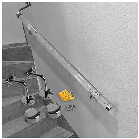 C Akryl trappa il – halkskydd transparent inomhusräcke med d/silverfästen – 80 cm (2,5 fot) väggmontering insats säker löst