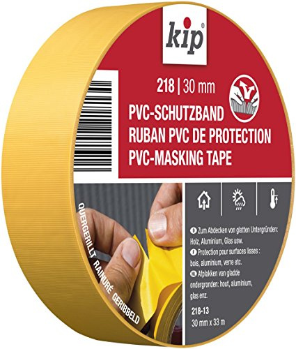 Kip PVC-Schutzband, Abklebeband Maler, Gelb, 30mm x 33m | quergerillt, glatte Untergründe, Lackierarbeiten, Malerband