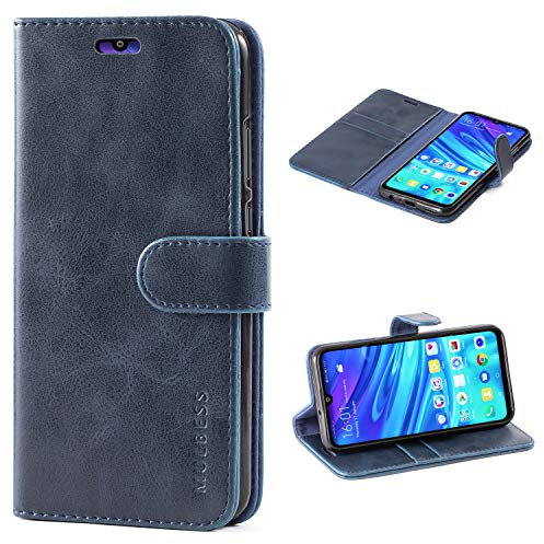 Mulbess Funda Móvil para Huawei P Smart 2019 / Honor 10 Lite, Funda Libro Protectora Carcasas TPU, Ranura para Tarjeta, Cierre Magnético, Vintage Azul Marino