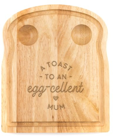 Breakfast Egg Board - A Toast to an Egg-cellent Birthday Gifts, Mum, Dad from Son Kids Daughter Baby - Unique Mothers Day Fathers Day Idea - Funny Engraved Pun Design Natural Wood (MUM)