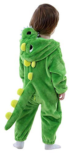 LOLANTA Baby Dinosaurier Drachen Kostüm mit Kapuze, Kinder Flanell Overall, Karneval Kostüm für Kleinkind