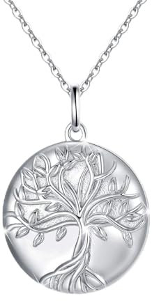 CUOKA MIRACLE Lebensbaum Medaillon Kette 925 Sterling Silber Medaillon Foto Anhänger Kette Amulett zum öffnen für Bilder Foto Amulett Halskette Valentinstag Muttertags Geschenke für Damen/Mädchen
