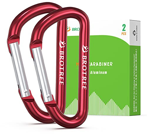 Brotree Karabiner Klein Karabinerhaken mit Schlüsselanhänger - 6cm D Ring | Aluminium, D-Typ, für Camping, Schlüssel, Rucksack