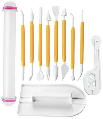 Soleebee 11-Teiliges Fondant Ausstecher Set Ausstechformen für Blume Formen Set Sharp Kantenschneider, Fondant Werkzeuge Modellierwerkzeug für Torten Deko