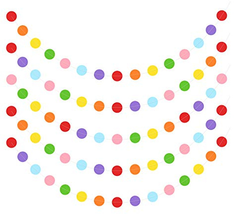 65.6 Feet Colorful Circle String, Colored Dot Door Window Streamers Paper Garland, Candy Backdrop Decor, Hanging Rainbow Birthday Party Decorations 2024 Upgraded