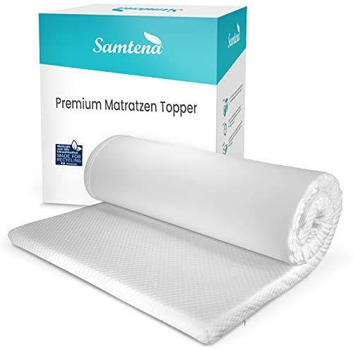 Samtena Matratzen Topper 140x200cm, Höhe 5cm, Edition Deluxe, viscoelastischer Memory Foam Matratzentopper, weich & druckentlastend für besseren Schlafkomfort