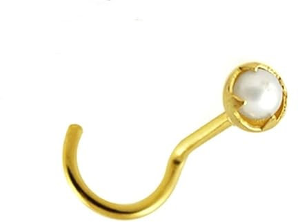 Piercing Nasenstecker Nose Pin Echt 585 Gold mit Perle Maße 0,6 x 6 x 2,5 mm