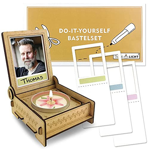 TROSTLICHT Trauerkerze mit Foto gestalten, Trauer Geschenke Beerdigung Deko, Andenken an Verstorbene, Gedenklicht zur Erinnerung, Beileid im Todesfall, Geschenk für Trauernde, Trauerlicht