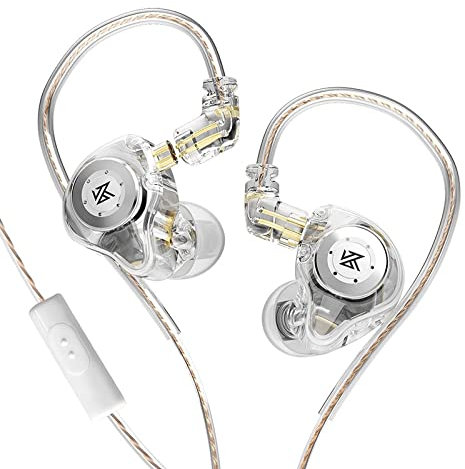 CCA KZ EDX Pro - Auriculares intrauditivos con Monitor IEM (Dual DD, Sonido estéreo, Alta fidelidad, cancelación de Ruido, con micrófono), Color Blanco