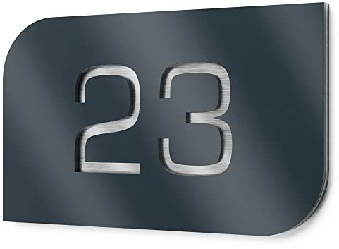 Graviers Design Hausnummernschild aus V2A Edelstahl 250x175mm - Anthrazit RAL 7016 - Wetterfest Rostfrei Individuell anpassbar nach eigener Nummer - Made in Germany