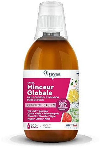 Vitavea - Extra Minceur Globale - Complément Alimentaire Brûleur de Graisse Puissant - 10 Actifs Minceur Perte de Poids dont Guarana, Thé Vert, Maté - 500 ml - Cure de 10 jours - Fabriqué en France
