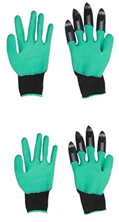 BANGHA Gartenhandschuhe 2 Paare grüne Gartenhandschuhe Kunststoff Handklauen Gartengummi Handschuh zum Graben wasserdichter Anpflanzung von Jäten Seding Gartenarbeit Arbeitshandschuhe (Color : B)