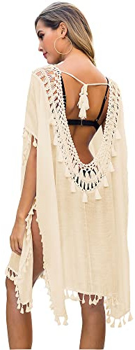 MIXIDON Beach Dress Dam Sommarklänning Baddräkt Bikini Cover Up Beach Poncho Sommar V-hals Sexig Oversize Boho Beach Semester Badkläder