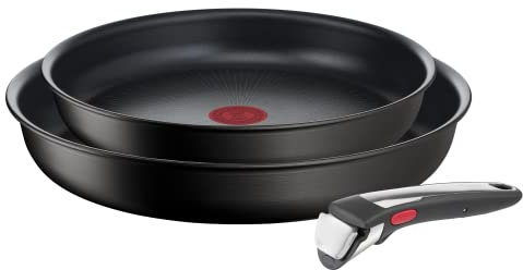 Tefal Ingenio Lot de 2 poêles + poignée amovible, Induction, Revêtement antiadhésif, Indicateur démarrage de cuisson, Empilable, Compatible lave-vaisselle, Fabriqué en France, Eco Resist On L7679302