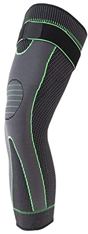 NFEGSIYA Kniestütze Verlangsame Kniekissen Lange Beinhülse Bandage Kompression Kniespachtel Lauf Sport Wärme Bein Elastisch Knieschutz (Color : Green with Bandage, Size : L)