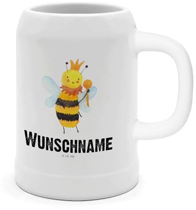 Mr. & Mrs. Panda Bierkrug Personalisiert Biene König - Personalisierte Geschenke, Personalisierter, Krug, Steinkrug, Hummel, Mit Namen